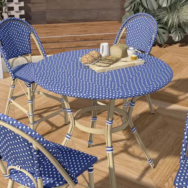 Ensemble de salle à manger d'extérieur à hauteur de comptoir 5 pièces Franco - miBasics : Tabourets de bar et table d'extérieur en aluminium, résistants à l'eau