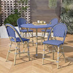 Ensemble de salle à manger d'extérieur à hauteur de comptoir 5 pièces Franco - miBasics : Tabourets de bar et table d'extérieur en aluminium, résistants à l'eau