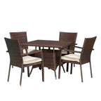 Set da pranzo da esterni in vimini Campbell da 5 pezzi con cuscini - Multimarone - Christopher Knight Home