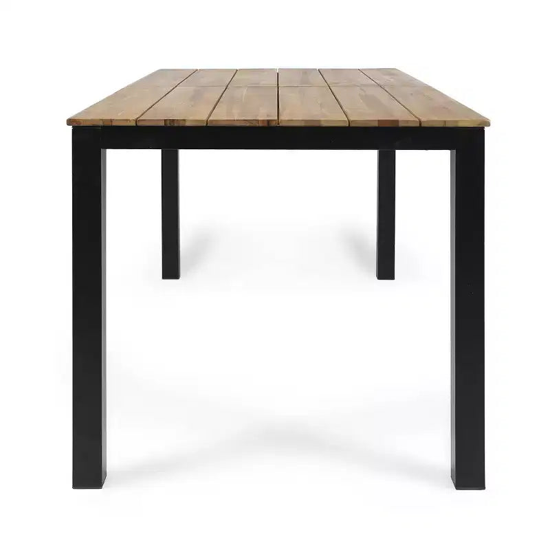 Set da pranzo da esterno Bleckley 7 pezzi in vimini - Marrone chiaro/Beige/Teak - Christopher Knight Home: Set mobili da giardino in rattan con piano tavolo in acacia