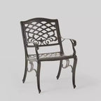 Set da pranzo da esterni Hallandale Sarasota 5 pezzi in fusione di alluminio – Bronzo – Christopher Knight Home: resistente alle intemperie, 4 sedie con braccioli, senza cuscini