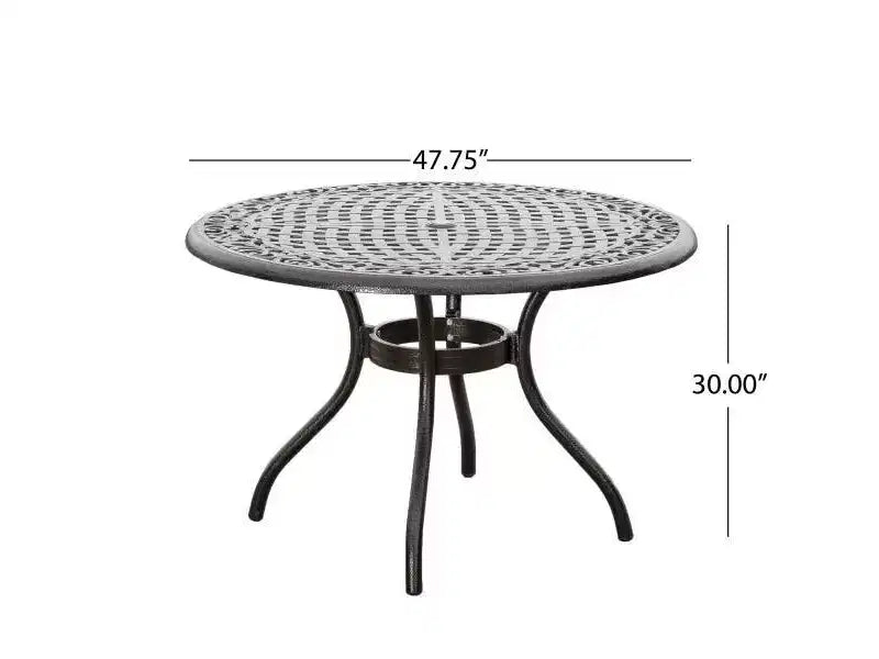 Set da pranzo da esterni Hallandale Sarasota 5 pezzi in fusione di alluminio – Bronzo – Christopher Knight Home: resistente alle intemperie, 4 sedie con braccioli, senza cuscini