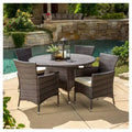 Rodgers 5pc Wicker Patio Dining Set with Cushions: Metal Frame & Resin - Christopher Knight Home
