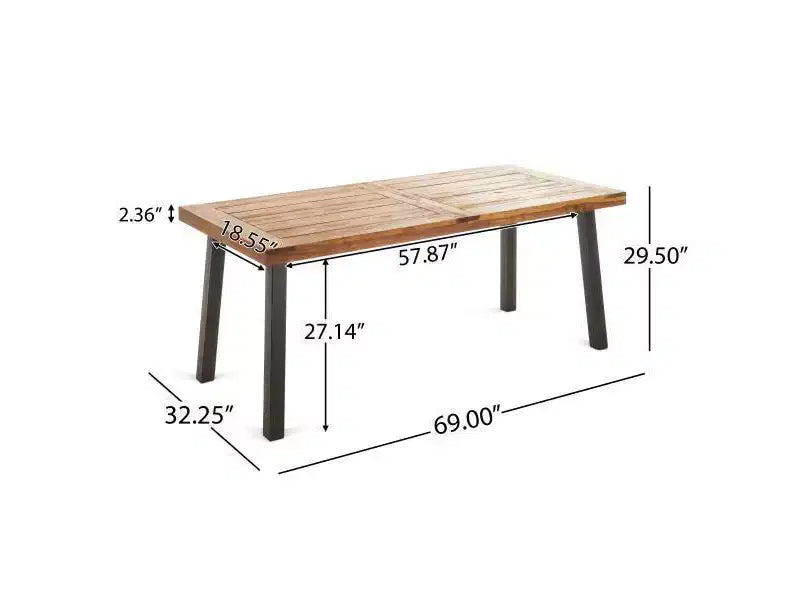 Set da pranzo da esterno Bavaro 7 pz rettangolare in vimini e legno per tutte le stagioni - Marrone/Crema - Christopher Knight Home: Acciaio zincato, Cuscini in poliestere