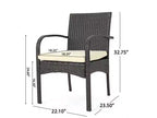 Set da pranzo da esterno Bavaro 7 pz rettangolare in vimini e legno per tutte le stagioni - Marrone/Crema - Christopher Knight Home: Acciaio zincato, Cuscini in poliestere