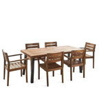 Set da pranzo Avon 7 pezzi in legno di acacia - Teak - Christopher Knight Home: design a doghe per esterni, resistente alle intemperie