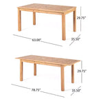 Set da pranzo espandibile Nadia 9 pezzi in legno e vimini - Naturale/Marrone/Beige - Christopher Knight Home