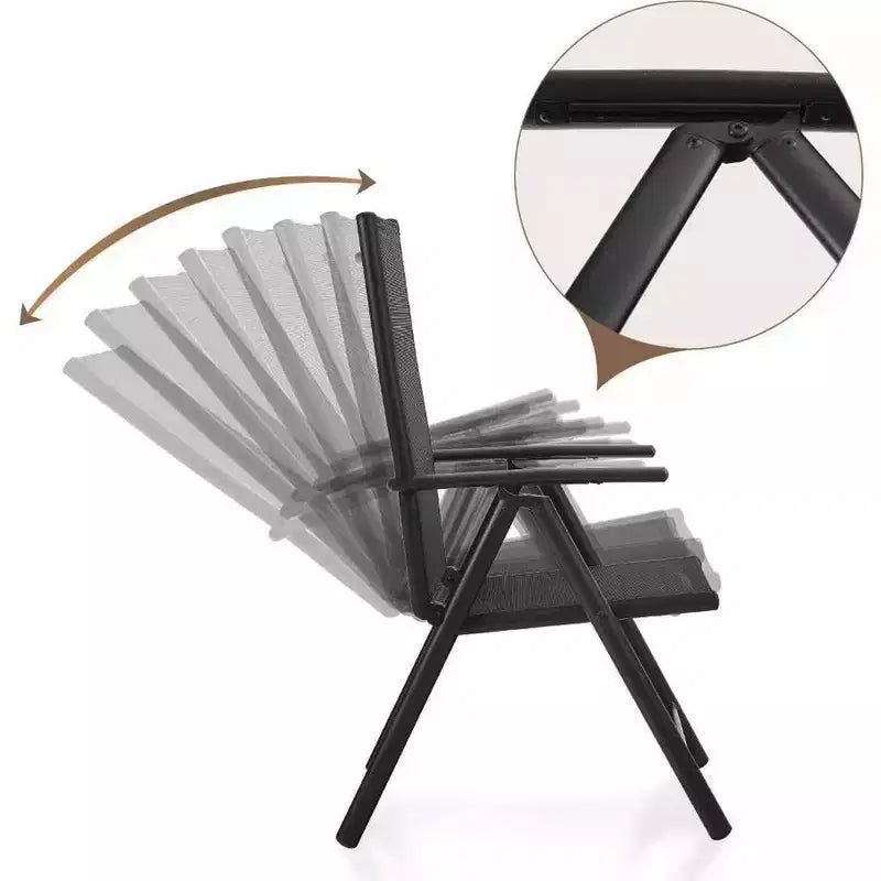 Set da patio da 7 pezzi con tavolo rettangolare e sedie a sdraio reclinabili con braccioli - Captiva Designs: Mobili per sala da pranzo da esterno