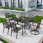 7pc Outdoor Dining Set with 37" Table & Swivel Arm Chairs - Captiva Designs