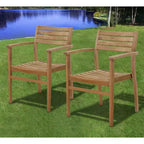 Set da pranzo da esterni Lina 7 pezzi - International Home Miami: legno di eucalipto, bulloni in acciaio galvanizzato, resistente all'acqua e ai raggi UV