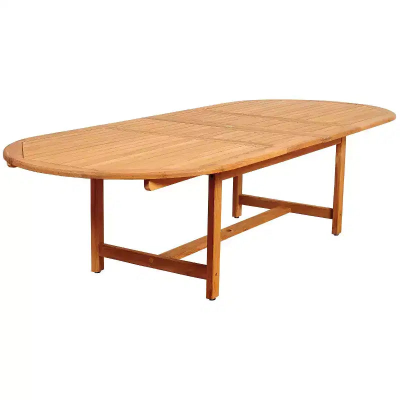 Set da pranzo ovale allungabile in legno di teak e vimini Noah 9 pezzi - International Home Miami: Resistente alle intemperie