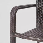 Ensemble repas 7 pièces Newcastle en bois et osier : Cadre en aluminium, résistant aux intempéries - Christopher Knight Home