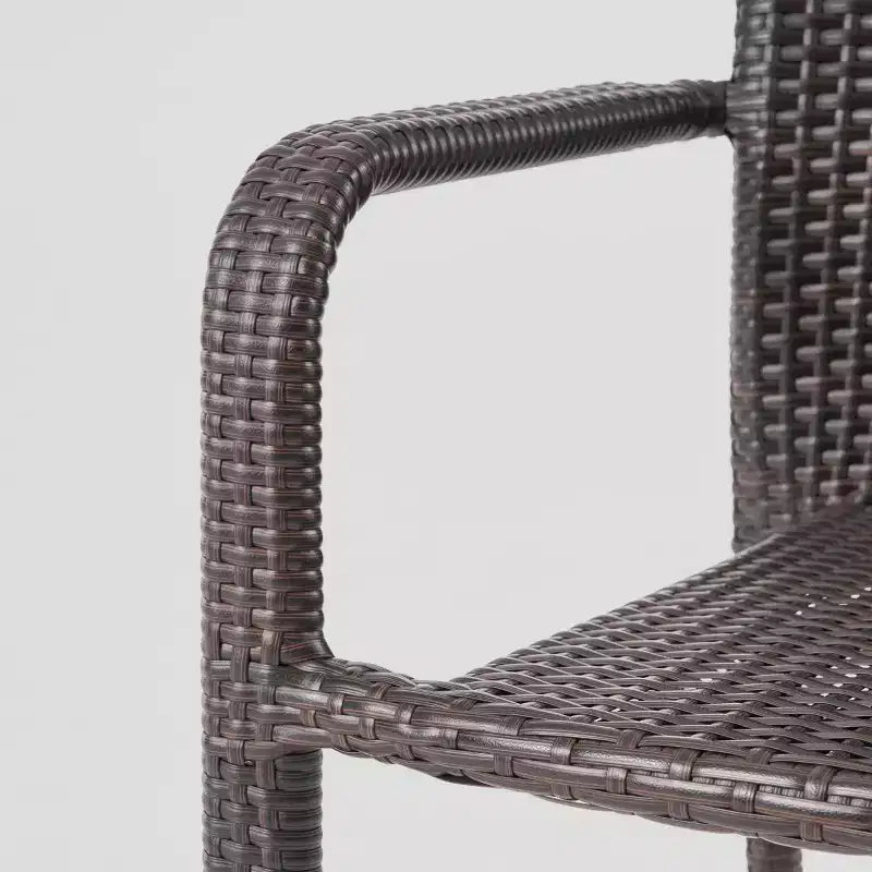 Ensemble repas 7 pièces Newcastle en bois et osier : Cadre en aluminium, résistant aux intempéries - Christopher Knight Home