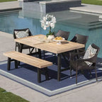 Hensley 6pc Acacia & Wicker Dining Set: Weather-Resistant, Garden Furniture - Christopher Knight Home