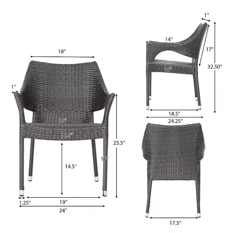 Natividad Set da Pranzo 5 pezzi in Acacia e Rattan: Resistente alle Intemperie, Sedie Impilabili - Christopher Knight Home
