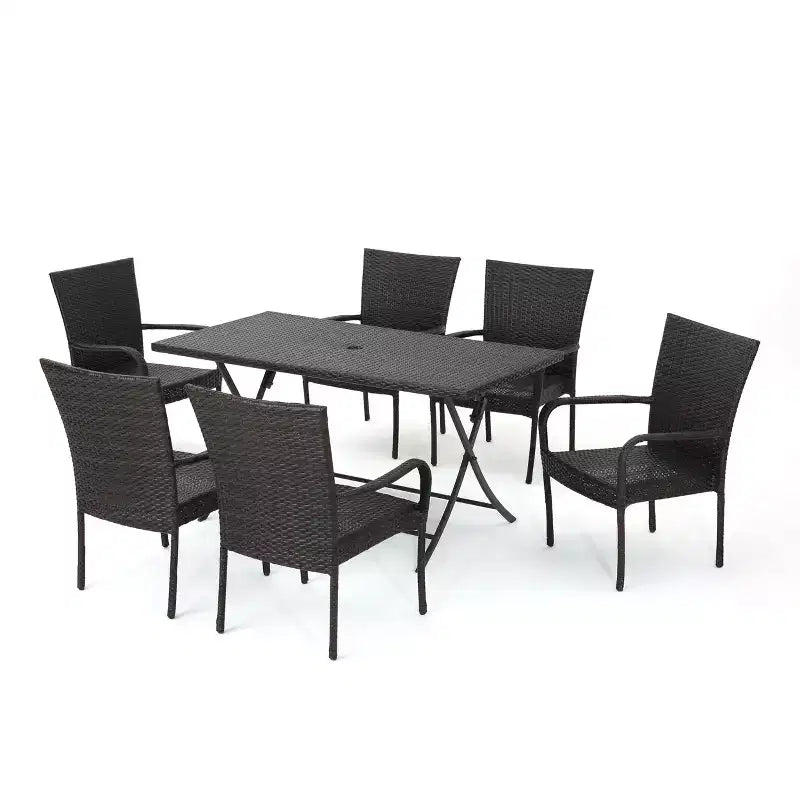 Set da pranzo 7 pezzi in vimini Neva - Marrone - Christopher Knight Home