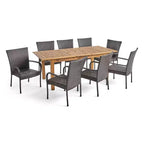Set da pranzo espandibile 9 pezzi in legno e vimini Hayes: posti a sedere per 8 persone - Christopher Knight Home