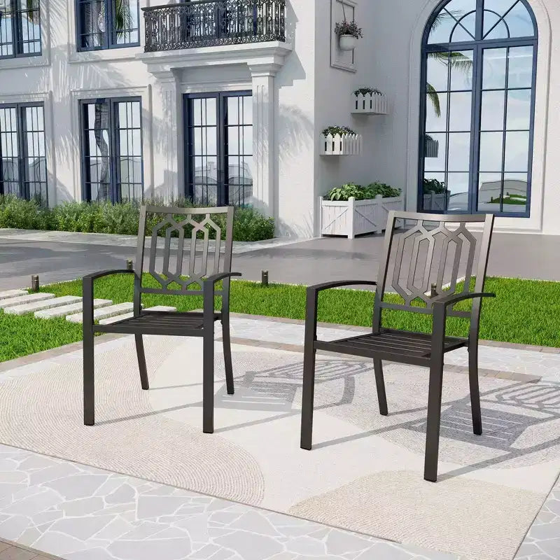 Set da pranzo da 7 pezzi Captiva Designs in metallo con tavolo rettangolare allungabile e 6 sedie: Posti a sedere per sei persone per esterni
