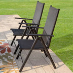 Set da giardino 5 pezzi con tavolo quadrato effetto legno e sedie reclinabili con braccioli - Captiva Designs: Pranzo all'aperto, resistente alle intemperie