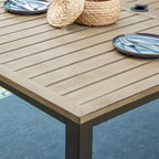 Set da pranzo da 7 pezzi in metallo per patio con tavolo rettangolare effetto legno e 6 sedie impilabili - Captiva Designs