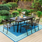 Captiva Designs 7pc Steel Outdoor Patio Dining Set: Garden Furniture with Extendable Table