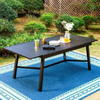 Set da pranzo da esterni in acciaio a 7 pezzi Captiva Designs: mobili da giardino con tavolo allungabile