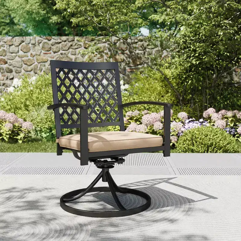 Set da pranzo da patio in metallo da 7 pezzi con tavolo rettangolare e 6 sedie girevoli - Captiva Designs