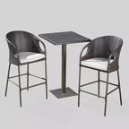 Ensemble de bar de terrasse d'extérieur en osier carré 3 pièces Dominica : Résistant aux intempéries, cadre en fer - Christopher Knight Home