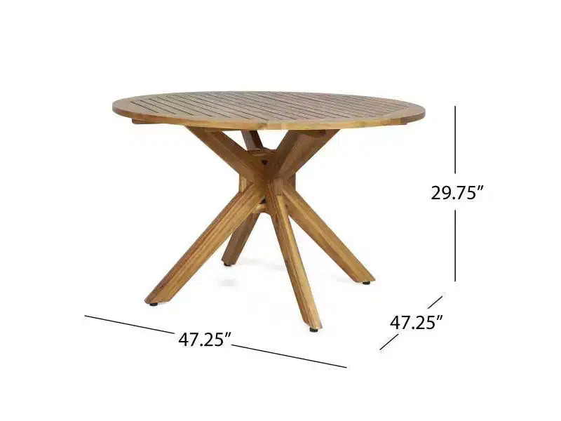 Ensemble de salle à manger rond 5 pièces en bois d'acacia Stamford Teck : Résistant aux intempéries, 4 chaises - Christopher Knight Home