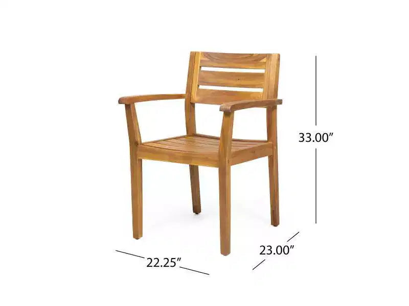 Ensemble de salle à manger rond 5 pièces en bois d'acacia Stamford Teck : Résistant aux intempéries, 4 chaises - Christopher Knight Home