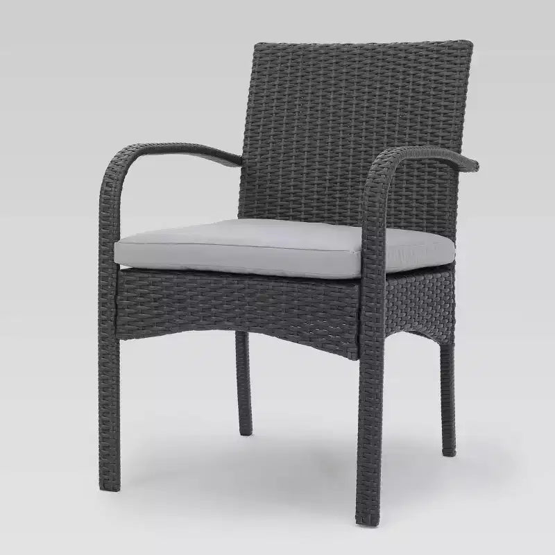 Ensemble de salle à manger Luster 6 pièces en bois d'acacia et osier - Gris clair/Gris - Christopher Knight Home : Résistant aux intempéries, quincaillerie en acier galvanisé