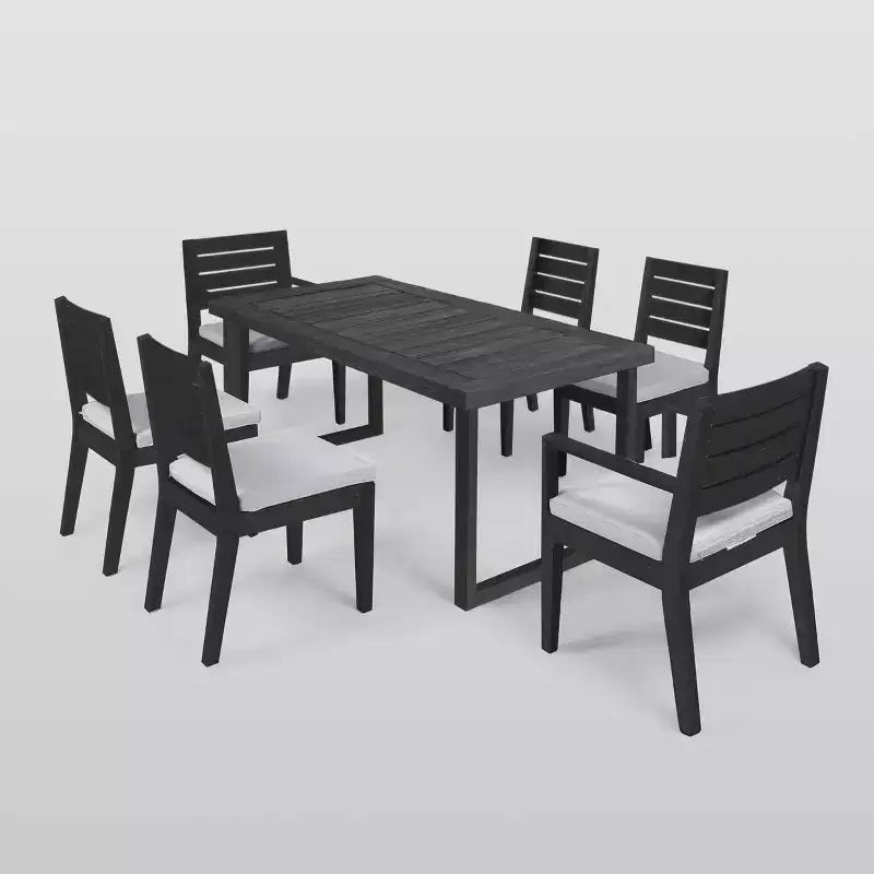 Set da pranzo Nestor 7 pz in legno di acacia - Grigio scuro/Grigio chiaro - Christopher Knight Home