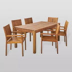 Wiloson Set da pranzo 7 pezzi in acacia - Teak - Christopher Knight Home: Resistente alle intemperie, 6 sedie con braccioli