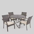 Set da pranzo da 5 pezzi in vimini Lula - Marrone - Christopher Knight Home: Tavolo circolare, sedie impilabili