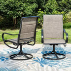 Set da pranzo da esterni in metallo da 7 pezzi con tavolo rettangolare in metallo 152x94 cm e sedie imbottite girevoli - Captiva Designs