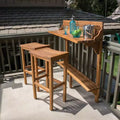 Caribbean 3pc Acacia Wood Patio Bar Set - Natural - Christopher Knight Home: Balcony Furniture, Weather-Resistant