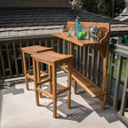 Caribbean 3pc Acacia Wood Patio Bar Set - Natural - Christopher Knight Home: Balcony Furniture, Weather-Resistant