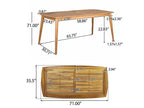 Ensemble de salle à manger Llando 7 pièces en bois d'acacia – Teck/Bleu – Christopher Knight Home : Résistant aux intempéries avec coussins en polyester