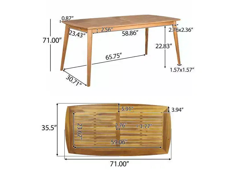 Ensemble de salle à manger Llando 7 pièces en bois d'acacia – Teck/Bleu – Christopher Knight Home : Résistant aux intempéries avec coussins en polyester