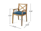 Ensemble de salle à manger Llando 7 pièces en bois d'acacia – Teck/Bleu – Christopher Knight Home : Résistant aux intempéries avec coussins en polyester