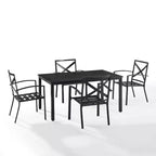 Set da pranzo da esterno Kaplan 5 pezzi con sedie a braccioli Nebbia/Bronzo anticato - Crosley: telaio in acciaio, resistente ai raggi UV, 4 posti