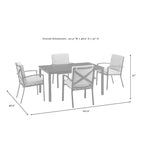 Set da pranzo da esterno Kaplan 5 pezzi con sedie a braccioli Nebbia/Bronzo anticato - Crosley: telaio in acciaio, resistente ai raggi UV, 4 posti