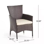 Set da pranzo da esterno Dion 7 pz in alluminio e vimini – Marrone – Christopher Knight Home: Resistente alle intemperie con cuscini in poliestere