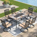 7pc Patio Dining Set with Rectangular Table with Umbrella Hole & Swivel Chairs - Captiva Designs