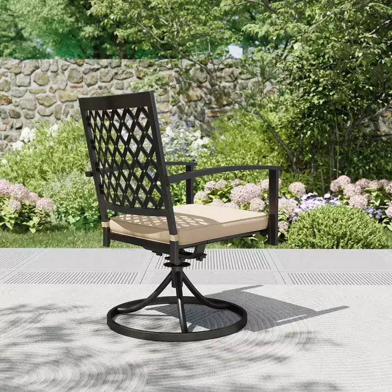 Set da pranzo da esterni da 7 pezzi con tavolo rettangolare con foro per ombrellone e sedie girevoli - Captiva Designs