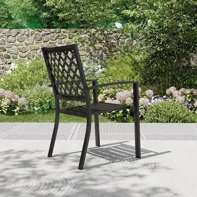 Ensemble repas de jardin 7 pièces avec table de jardin rectangulaire et 6 chaises empilables - Captiva Designs