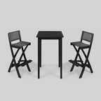 Polaris Set Bar da 26" Quadrato in 3 Pezzi in Legno e Vimini Grigio Scuro - Christopher Knight Home: Set da Pranzo per Patio Resistente alle Intemperie con 2 Sgabelli