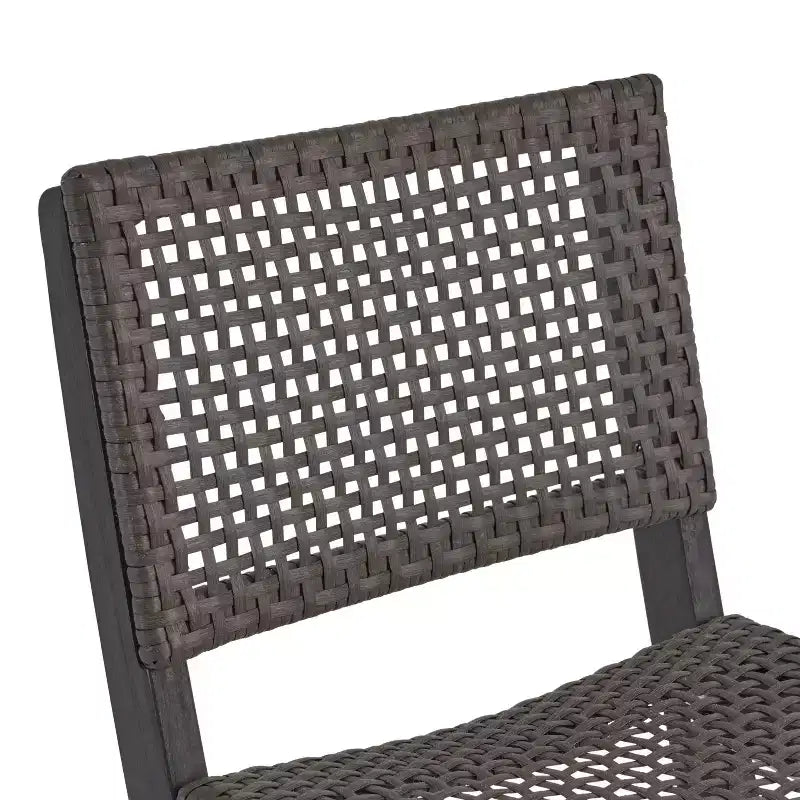 Polaris Set Bar da 26" Quadrato in 3 Pezzi in Legno e Vimini Grigio Scuro - Christopher Knight Home: Set da Pranzo per Patio Resistente alle Intemperie con 2 Sgabelli