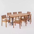Balfour 9pc Acacia Wood Dining Set - Teak - Christopher Knight Home: Weather-Resistant, Seats 8, No Cushion