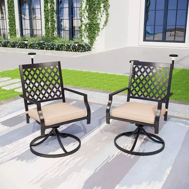 Set da pranzo 7 pezzi in metallo con tavolo da pranzo allungabile e 6 sedie girevoli - Captiva Designs